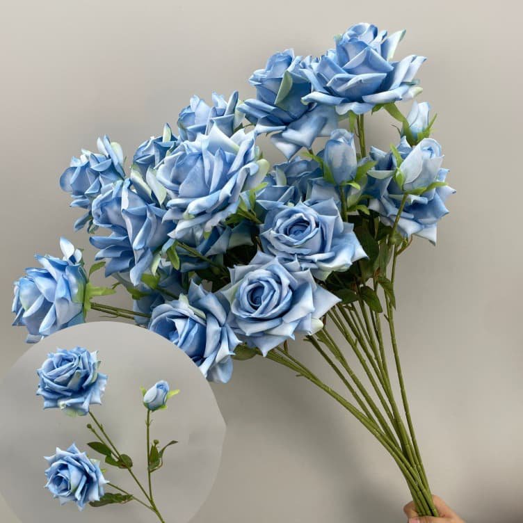 Realistic Blue Faux Flowers for Weddings & Events 13 artificial blue flowers 80