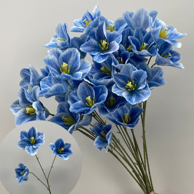 Realistic Blue Faux Flowers for Weddings & Events 5 artificial blue flowers 86