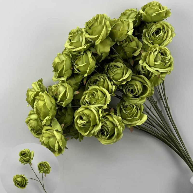 100 Kinds Green Artificial Flowers With Rose , Tulip , Monstera Deliciosa 2 green artificial flowers 1