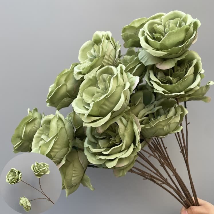 100 Kinds Green Artificial Flowers With Rose , Tulip , Monstera Deliciosa 36 green artificial flowers 127