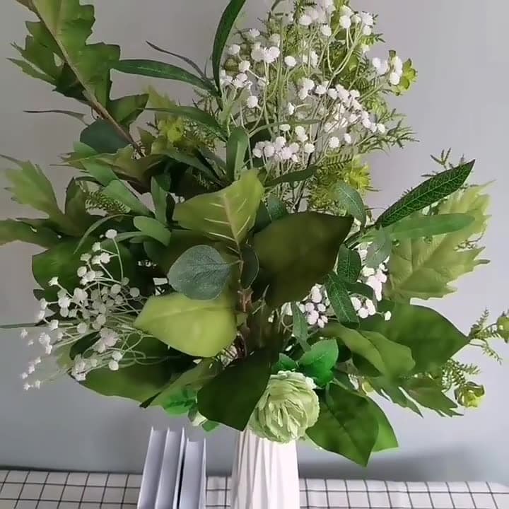100 Kinds Green Artificial Flowers With Rose , Tulip , Monstera Deliciosa 153 green artificial flowers 4