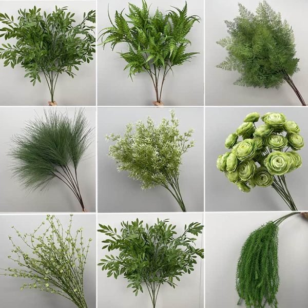 100 Kinds Green Artificial Flowers With Rose , Tulip , Monstera Deliciosa