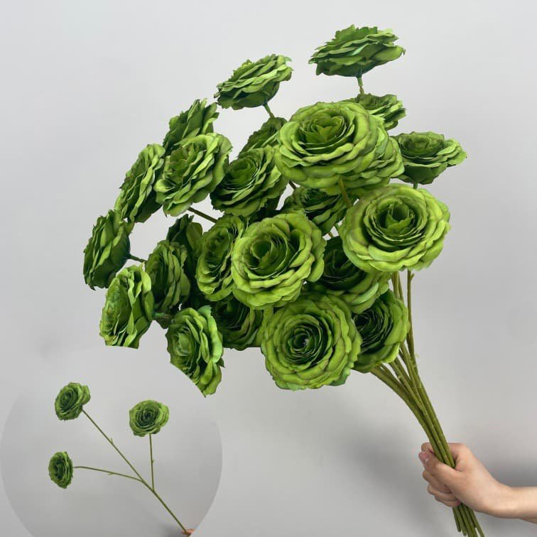 100 Kinds Green Artificial Flowers With Rose , Tulip , Monstera Deliciosa 89 green artificial flowers 72