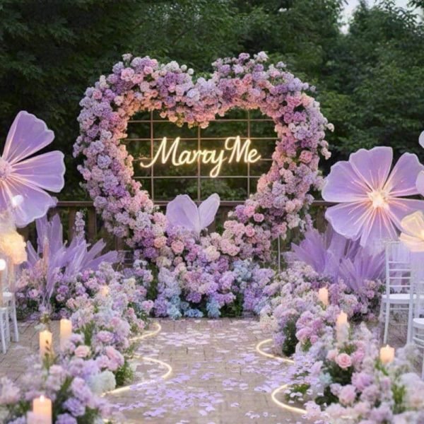 Home 3 Heart Shaped Artificial Flower Wall For Wedding Background Decoration