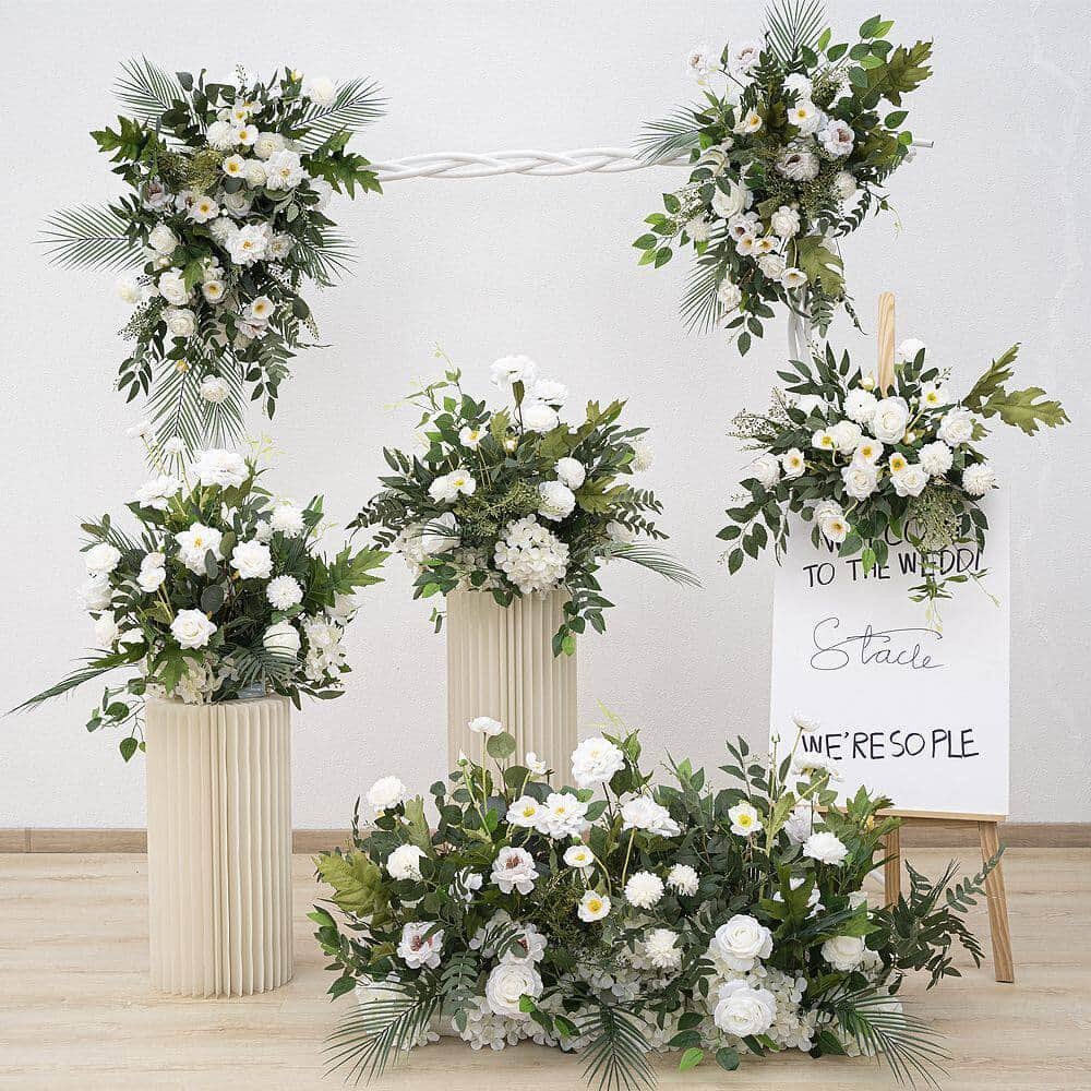 Reusable Wedding Flowers: A Practical Guide for Event Decorators 1 Reusable white and green artificial wedding flower arrangement set for event decorators