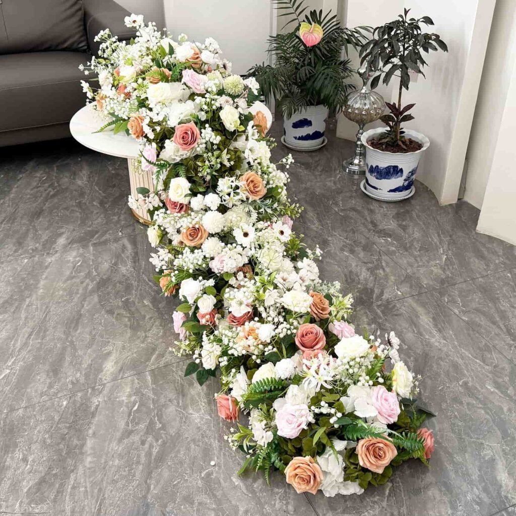 Wedding Reception Flower Checklist: From Floor Plan to Flower Order 1 Artificial Wedding Table Flowers and Floral Runner Size Reference